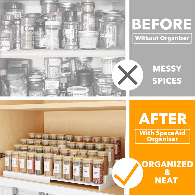 Bamboo Spice Rack Organizer for Cabinet