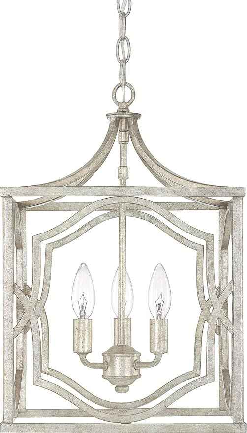 Capital Lighting 9481AS Blakely Lantern Foyer Pendant, 3-Light 180 Total Watts, 18" H x 12" W, Antique Silver