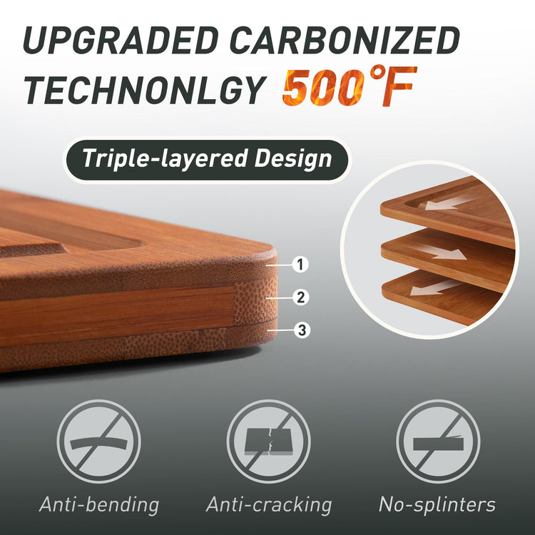 3 Packs Bamboo Cutting Board Set with Non Slip Feet Holder and Over Sink Nice Solid Thick Wood Juice Groove Chopping Board Extra Large Big Small Best Hardwood Kitchen Organic Vegetable Meat BBQ Kit (3 Count)