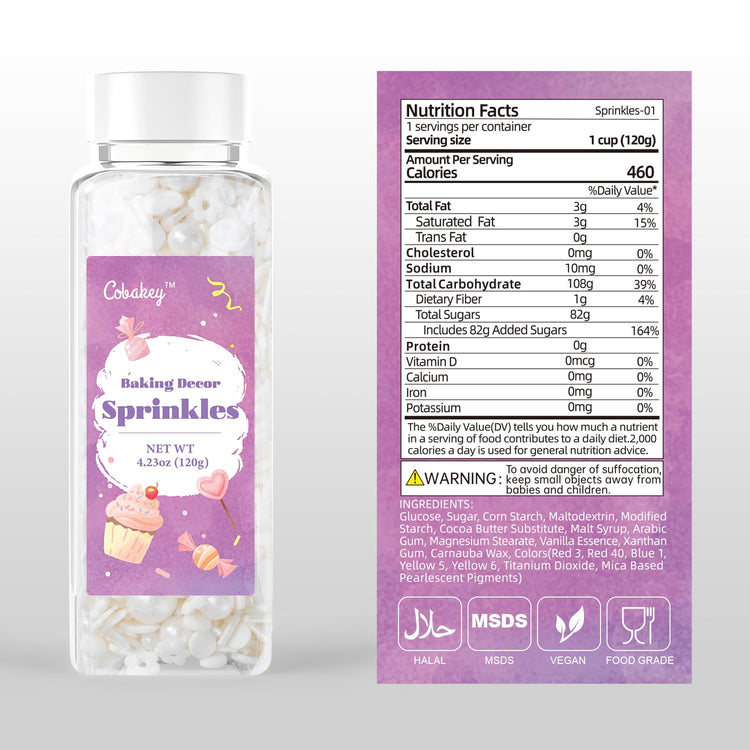 White Lovers Sprinkles for Cake Decorating 4.23ounce (4.23 Ounce)