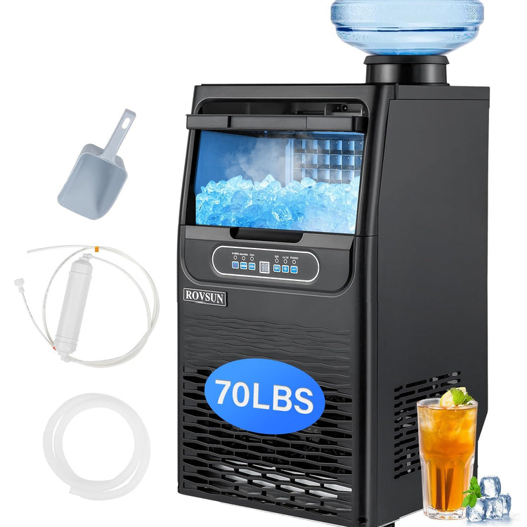 70LBS 24H Countertop Ice Maker with 2 Water Inlets & Appointment Function