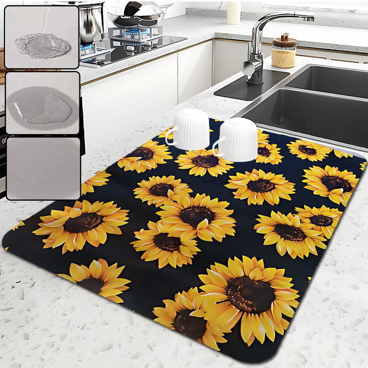 Sunflower Dish Drying Mat