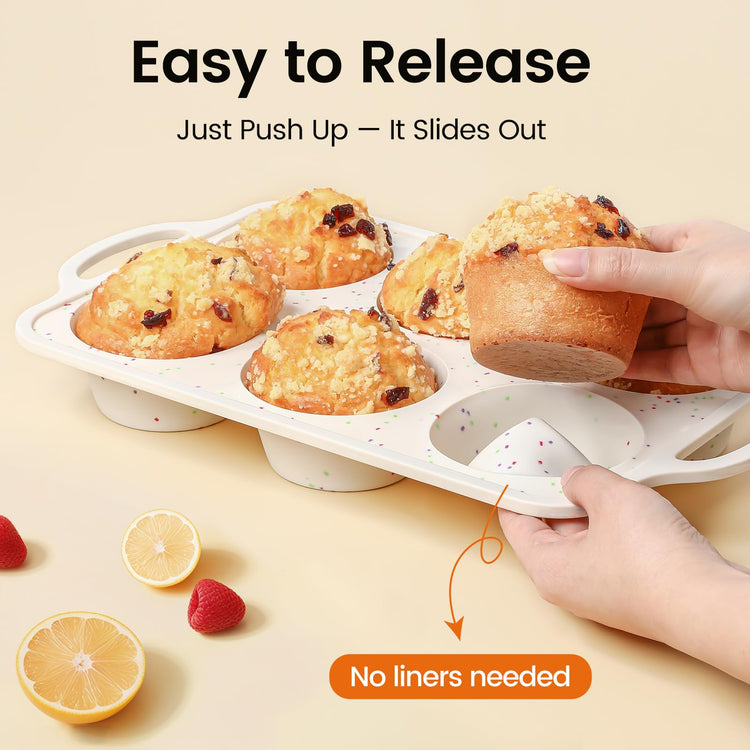Silicone Jumbo Muffin Pan with Metal Frame (2 Count)