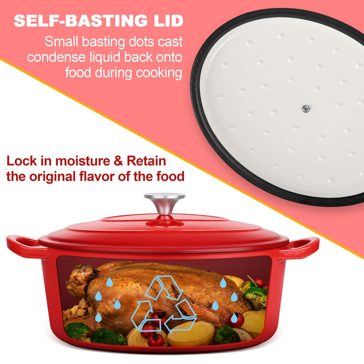 7QT Oval Dutch Oven Pot with Lid