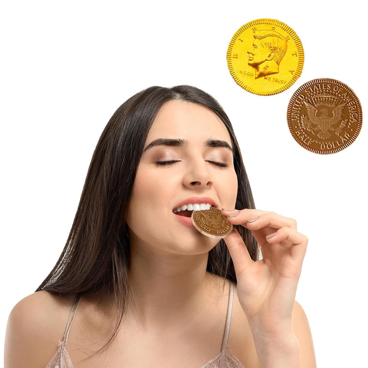 Gold Half Dollar Milk Chocolate Coins Gelt (160 Ounce)