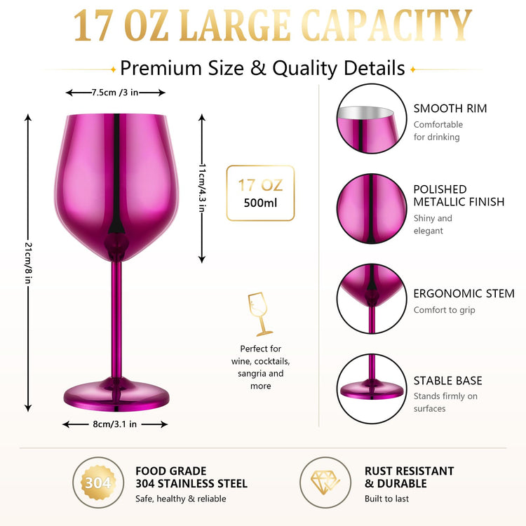 Unbreakable Stainless Steel Wine Glasses Set of 4 (4 Count)