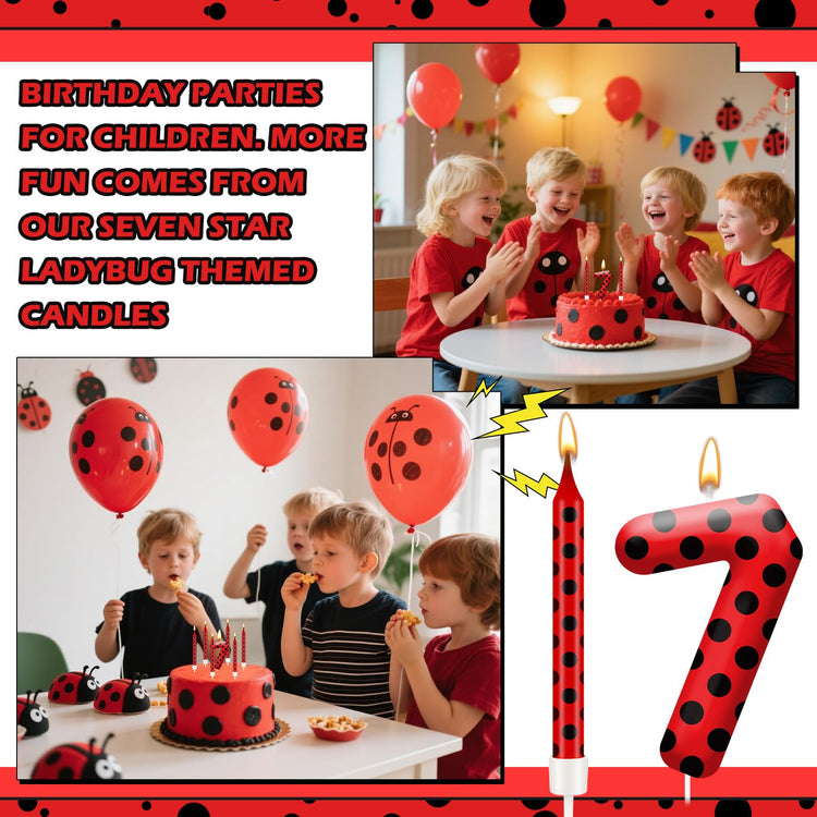 13PCS Ladybug Theme Birthday Candles Set (13 Count)