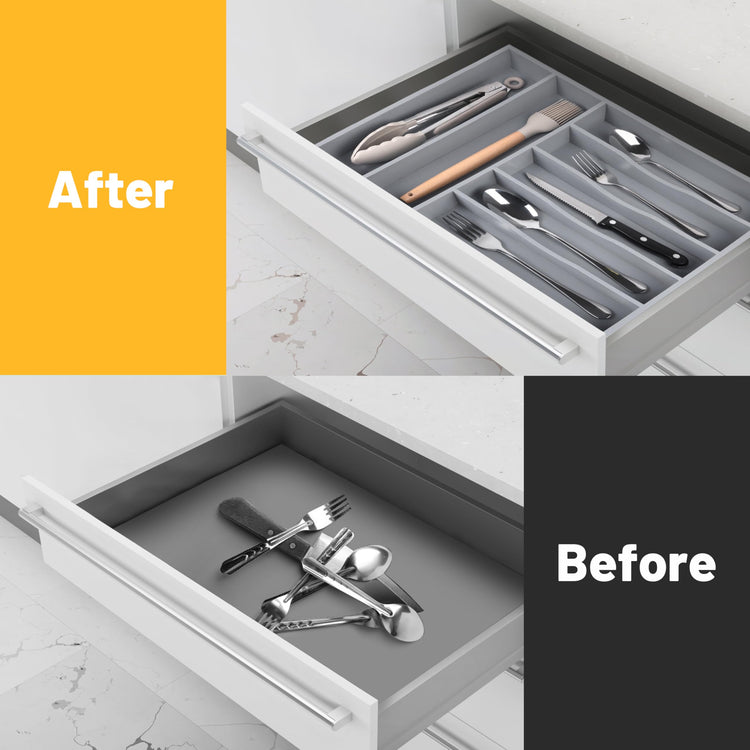 Kitchen Bamboo Silverware Organizer