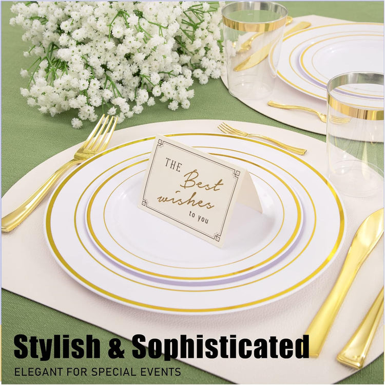 WDF 100 Pcs Gold Plastic Forks Heavy Duty - BPA-FREE, Sturdy&Durable Forks Disposable 7.4inch - Elegant Gold Forks for Dessert, Durable Plastic Cutlery for Party, Wedding or Daily Using