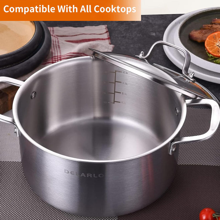 Tri ply Stainless Steel 5 Quart Heavy Duty Induction Stock Pot