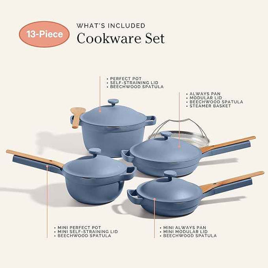 Our Place Cookware Set - 13-Piece Kit Including the Always Pan, Perfect Pot and Spatulas | Multifunctional, Toxin-Free Nonstick | Heat Safe up to 450°F | Oven, Stove, Induction Compatible | Blue Salt