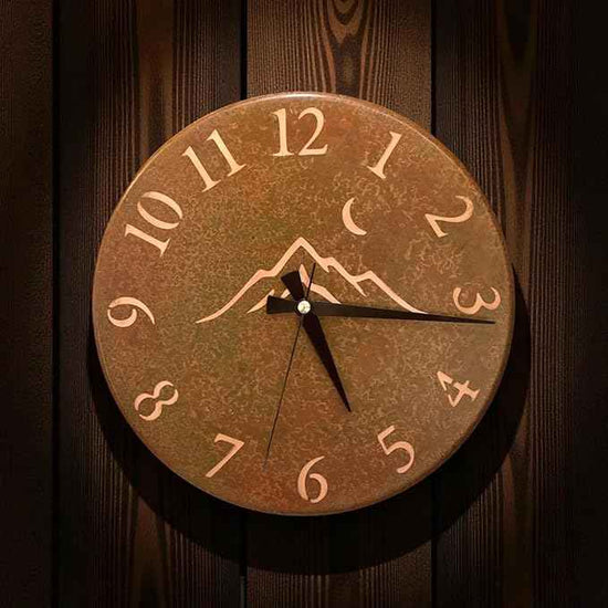 Handmade Pure Copper Wall Clock for Home Decoration, Decor Clock for Living Room, Bedroom and Kitchen, Rustic Decorative Mural Clock Art for Farmhouse (Rusty Landscape, 11)