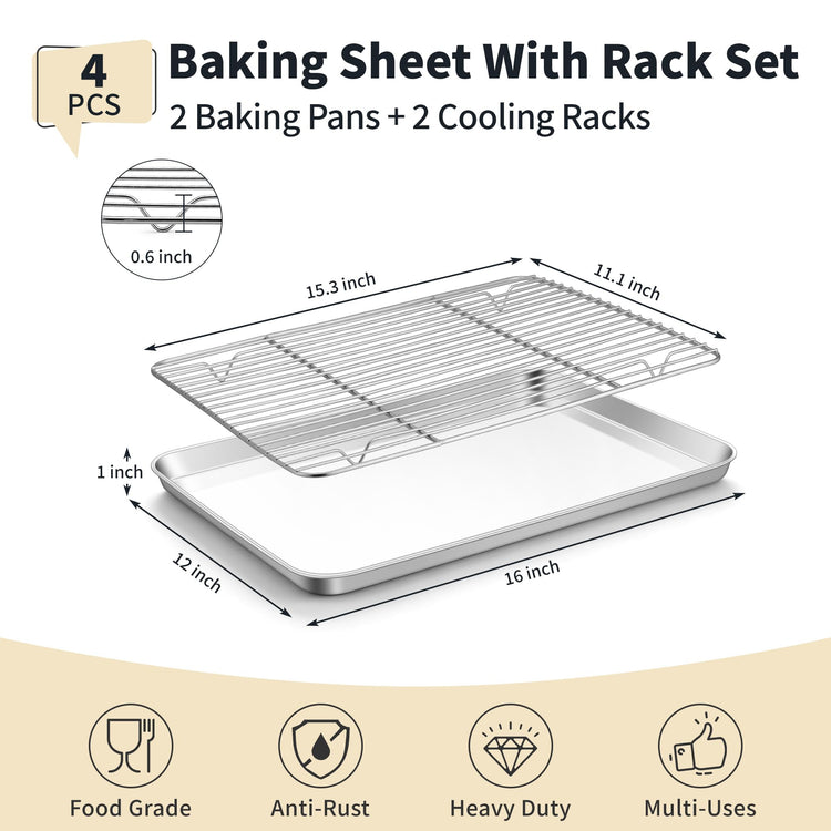 Stainless Steel Baking Sheet with Rack Set