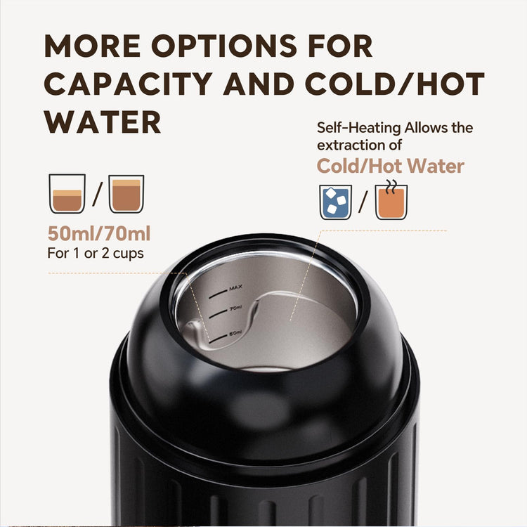 2-in-1 Portable Espresso Maker For Nespresso Pod＆Ground,Black (2.7 Ounce)