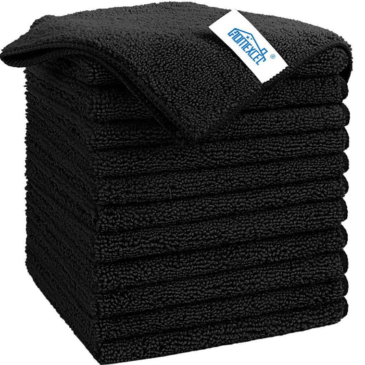 Black Microfiber Cleaning Cloth (12 Count)