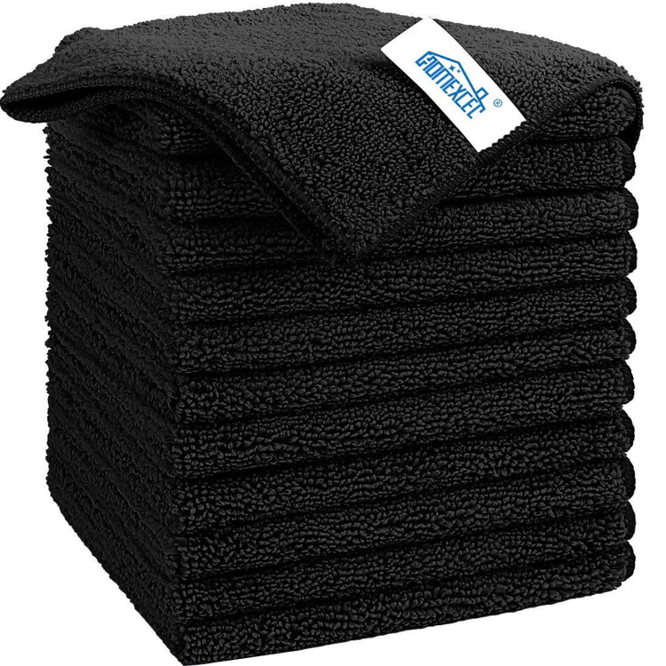Black Microfiber Cleaning Cloth (12 Count)