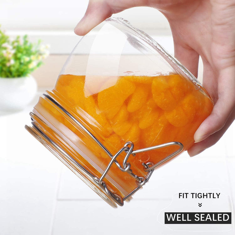 Round Small Glass Pantry Jars with Airtight Lids 17 oz 6 Pack (6 Count)