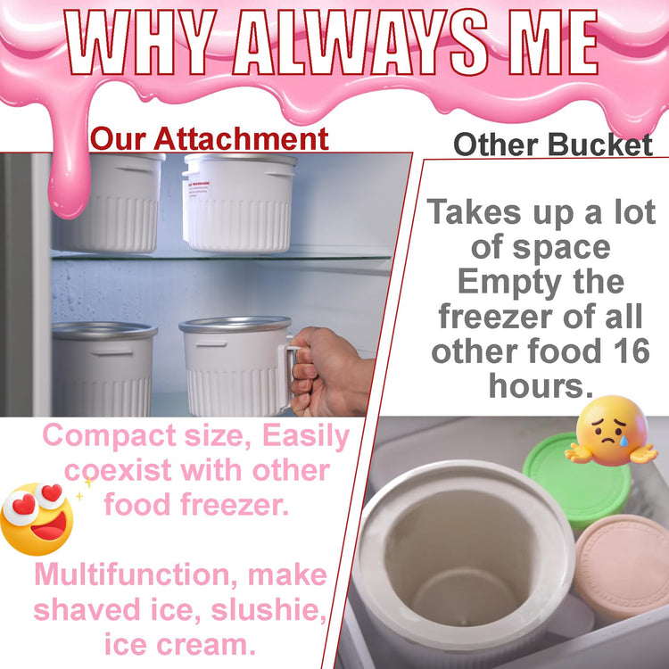 Shaved Ice Attachment and 1 Pack Ice Cream Maker Attachment Set Fit for KitchenAid Stand Mixer