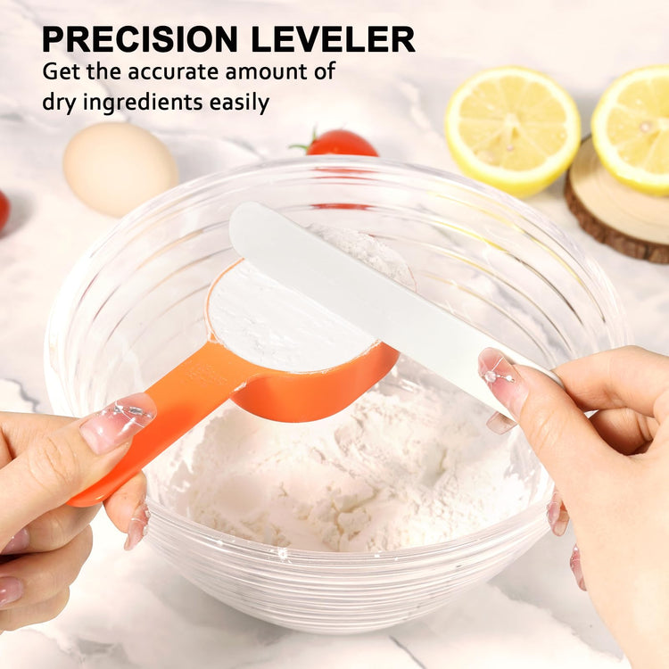 Stackable 10 Piece Measuring Cups and Spoons Set with White Lids