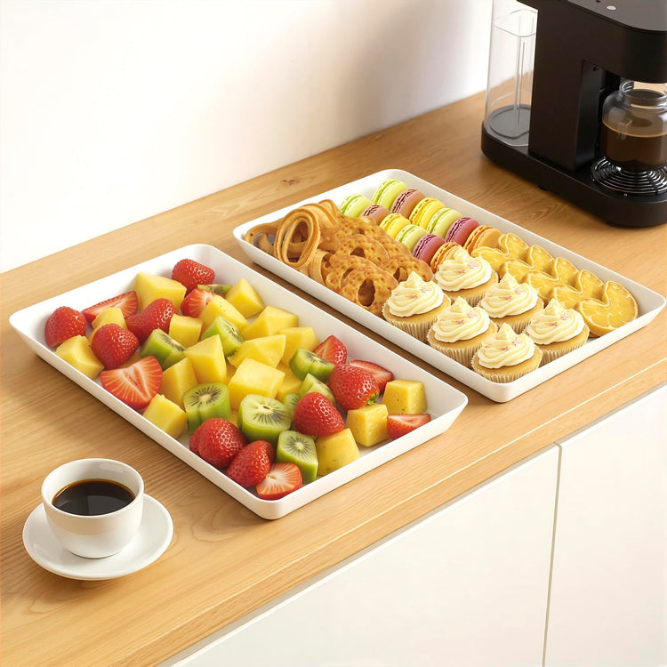 4 Pack Reusable Plastic Serving Trays for Snacks (4 Count)