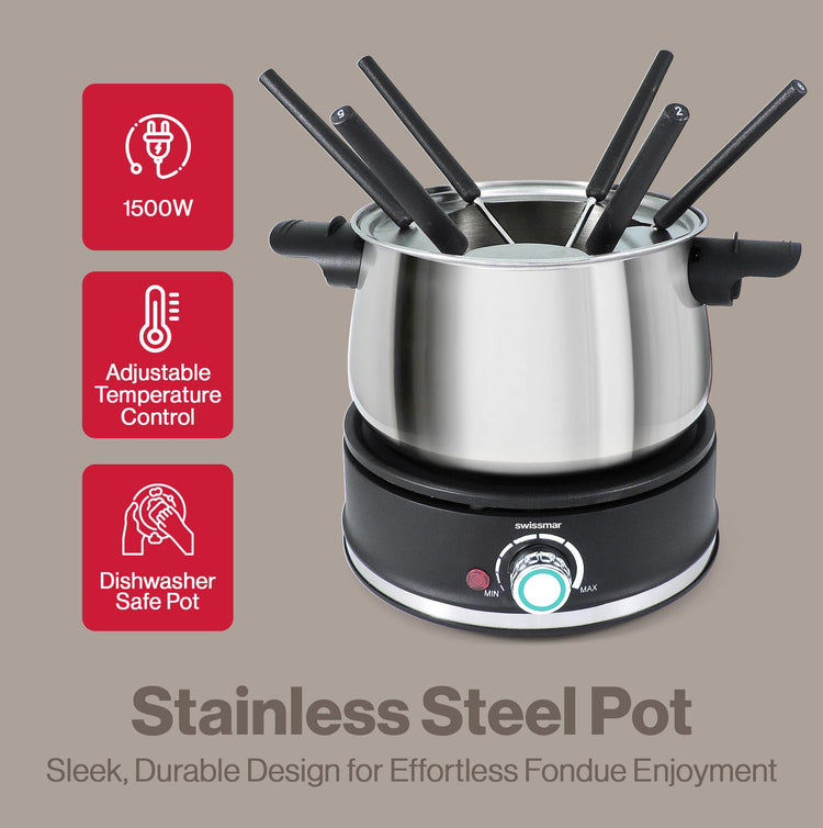 Arolla 10 Pieces Stainless Steel Electric Fondue Set