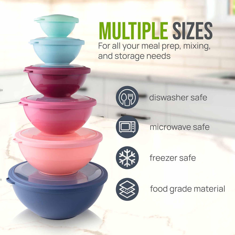 12 Piece Plastic Mixing Bowls with Leak (452.48 Count)