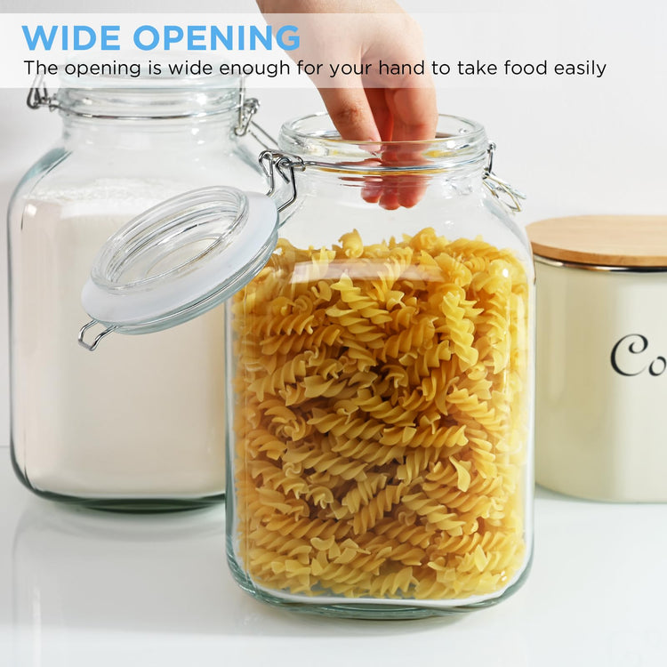 106oz Square Glass Jars with Airtight Lid (2 Count)