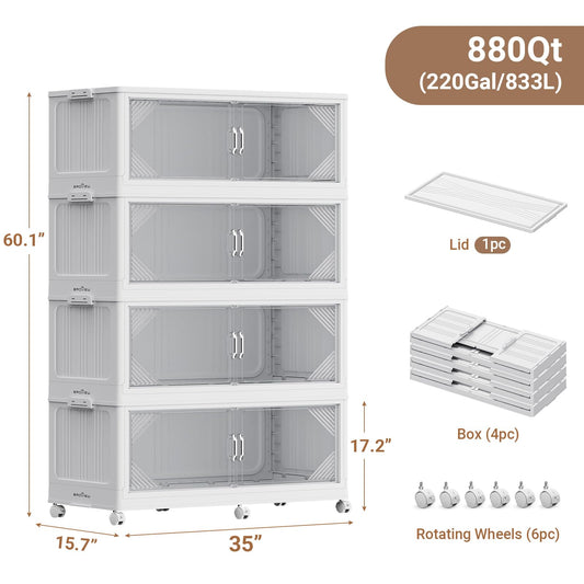 V60 880QT Plastic Stackable Storage Bins with Lid (4 Count)