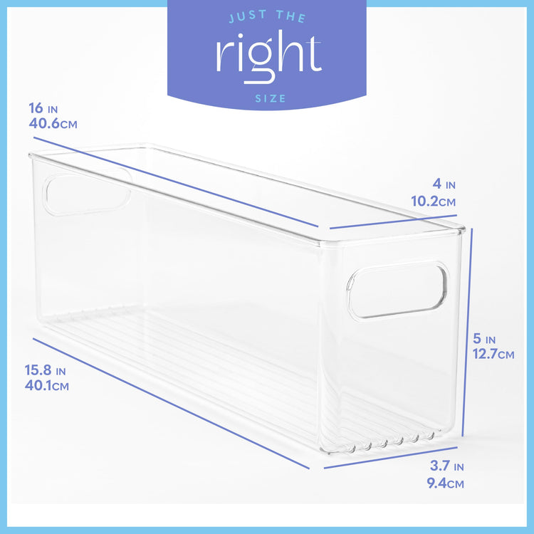 Plastic Food Storage Clear Container Bin with Handles for Organizing Kitchen