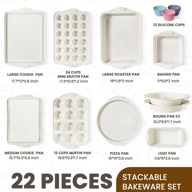22 PCS Nonstick Baking Pans Set