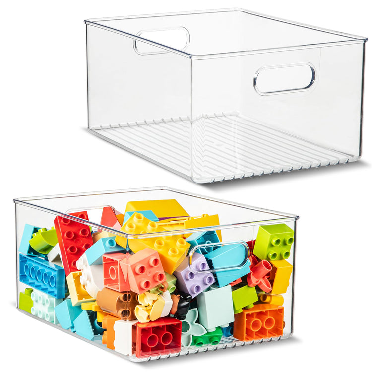 Plastic Food Storage 2 Pack Clear Container Bin with Handles for Organizing Kitchen (2 Count)