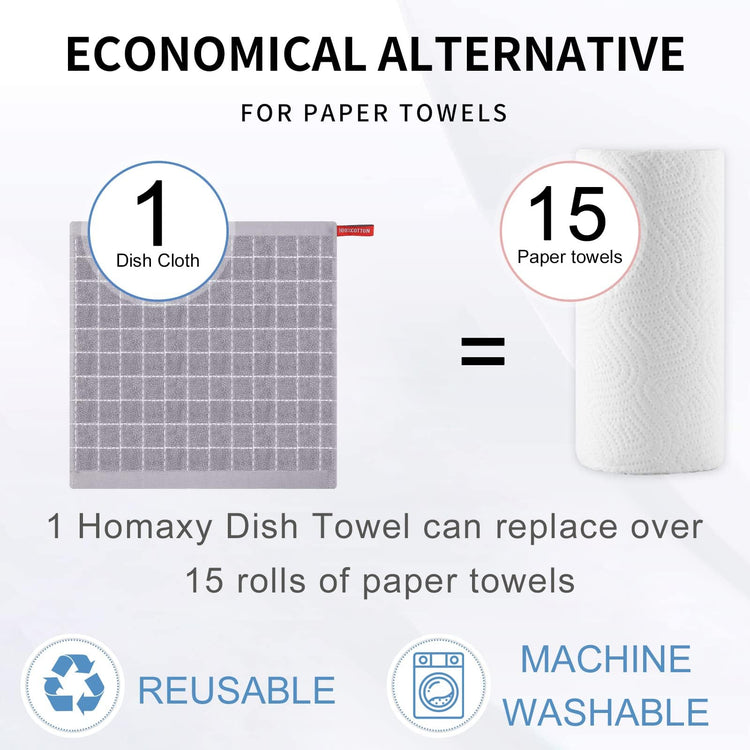 100% Cotton Terry Kitchen Dish Cloths (8 Count)