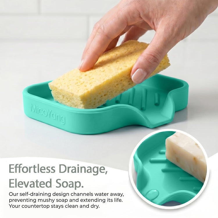 Silicone Soap Dish with Drain Spout