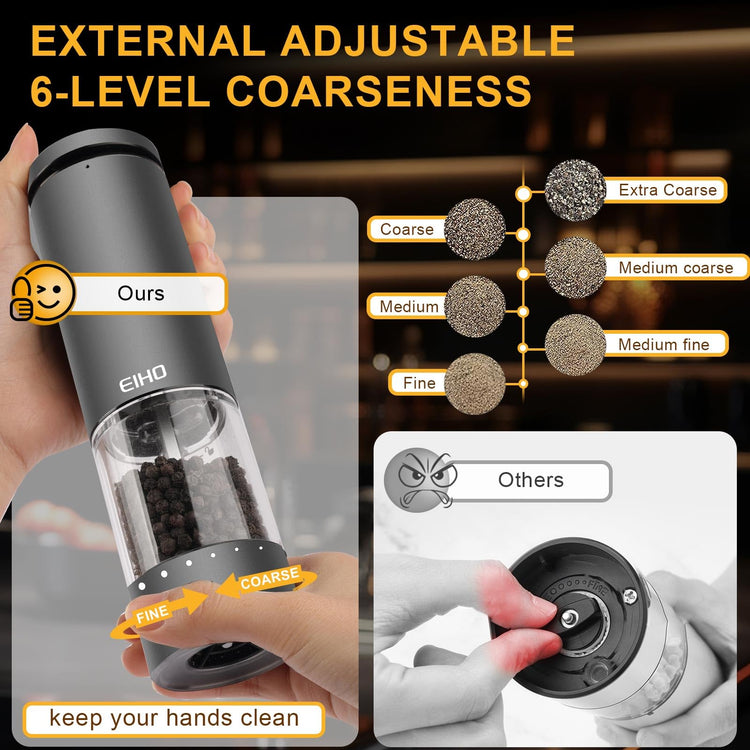 Electric Salt and Pepper Grinder Set USB Rechargeable (2 Count)