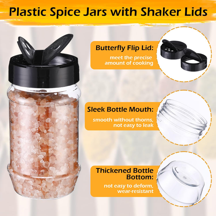 12.2 oz 30 Pack Plastic Spice Jars with Shaker Lids Clear Seasoning Containers Spice Bottles for Kitchen Storing Herbs Seasoning Powders (30 Count)
