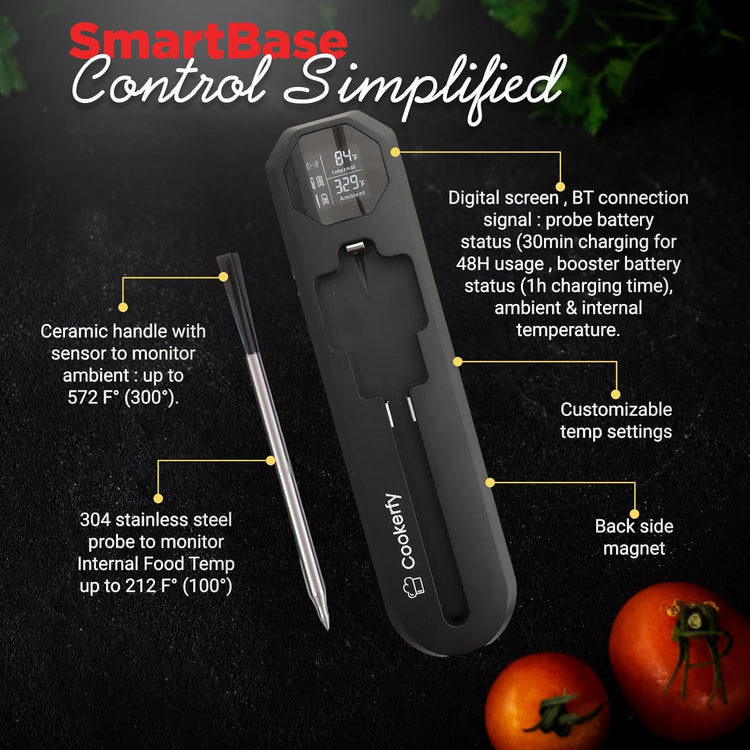 Meat Thermometer Digital Wireless –IP67 Waterproof, 48h Battery Life, Grill Thermometer with 820ft Range, Rechargeable Meat Probe, Wireless Meat Thermometer for BBQ, Smoker, Oven