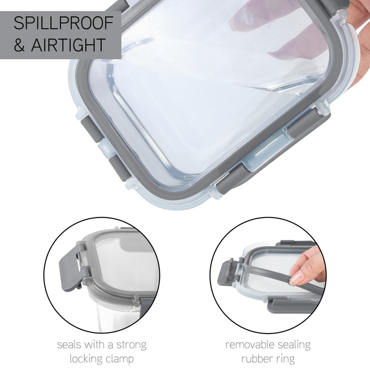 Premium 32 Pc. Borosilicate Glass Food Container Set with Dividers