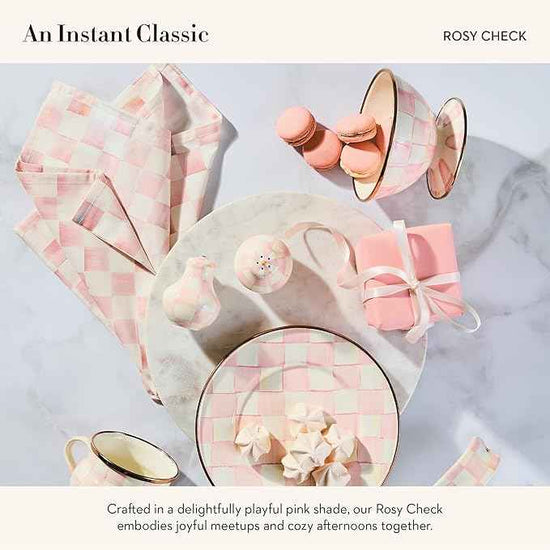 MACKENZIE-CHILDS Enamel Salt and Pepper Shakers, Kitchen Table Accessories, Pink-and-White Rosy Check