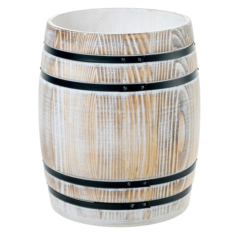 Whitewashed Wood Wine Barrel Kitchen Utensil Holder Crock