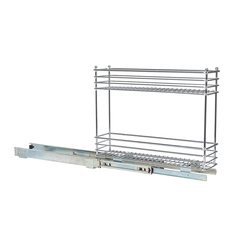 Chrome 2 Tier Sliding Cabinet Organizer (2-Tier / 5" - Extended)