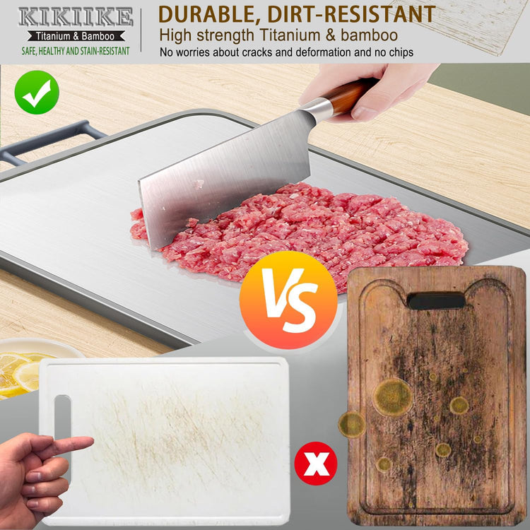 Titanium Cutting Board Double Sided Bamboo Cutting Board for Kitchen Double Sided Food Grade