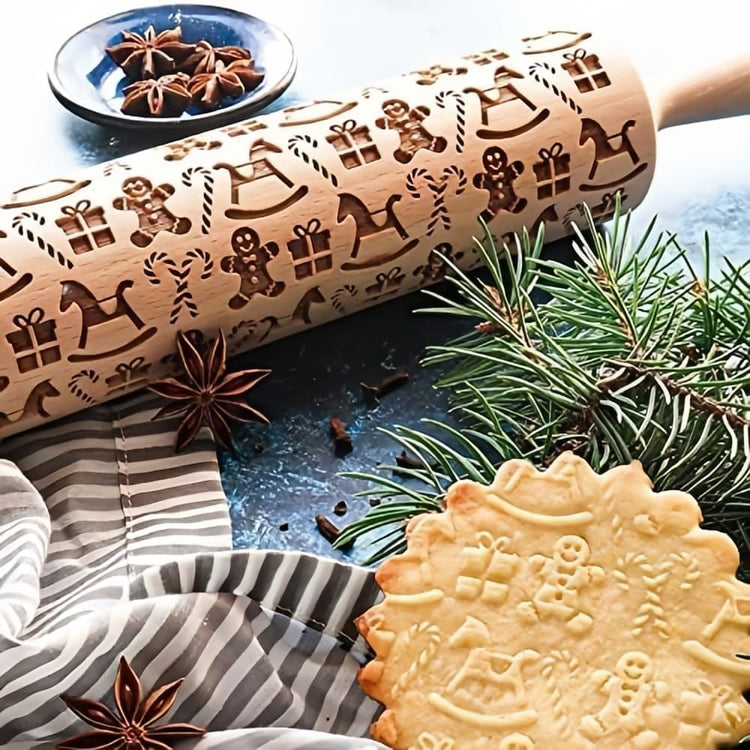 Christmas Wooden Rolling Pin for Baking