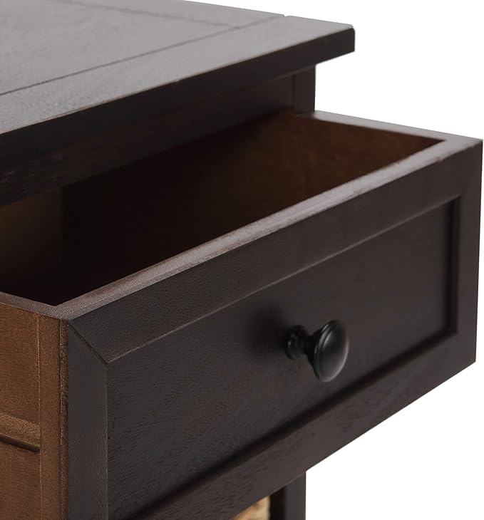 SAFAVIEH Home Collection Carrie Brown/ Natural Wicker 3-Drawer Storage Nightstand Side Table (Fully Assembled)