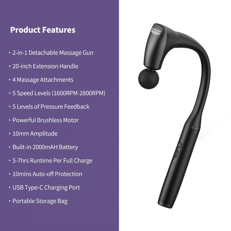 2-in-1 Detachable Muscle Massage Gun Deep Tissue with Extension Handle