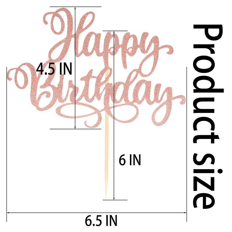 Happy Birthday Cake Toppers 9 Inch Glitter Happy Birthday Cake Pick for Birthday Anniversary Theme Party Cake Decorations Supplies