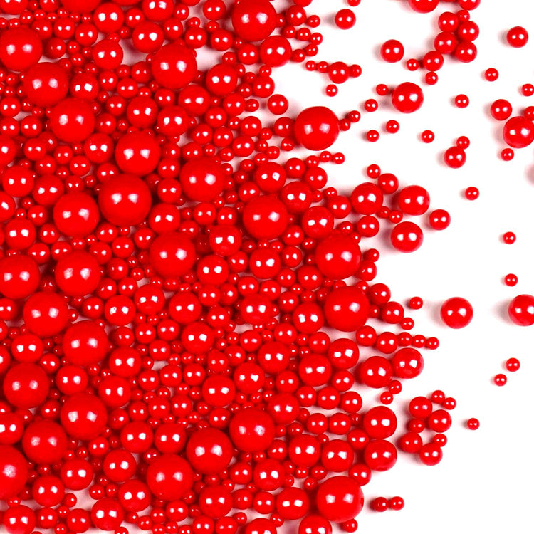 Red Pearl Sugar Sprinkles for Cake Decorating (5.29 Ounce)