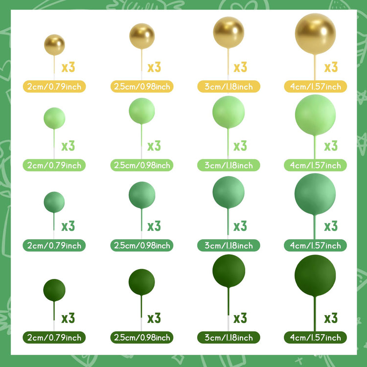 48 Pcs Balls Cake Topper Decorations Balloon Cupcake Toppers Foam Cake Topper Balls Cake Balls Decorations for Birthday Party Cake Decorating (48 Count)