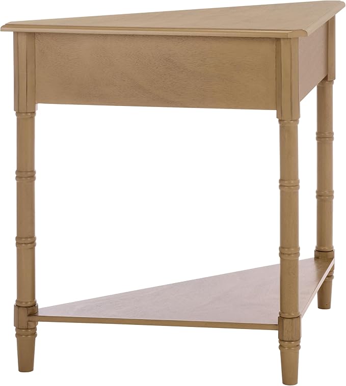 SAFAVIEH Home Collection – Gomez Desert Brown Corner Table, 1-Drawer Space-Saving Triangle Accent Table, Classic Turned-Leg Design (AMH5709L)