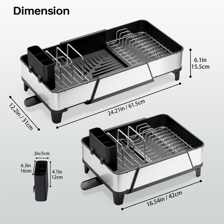 Large Expandable Dish Drying Rack for Kitchen Counter