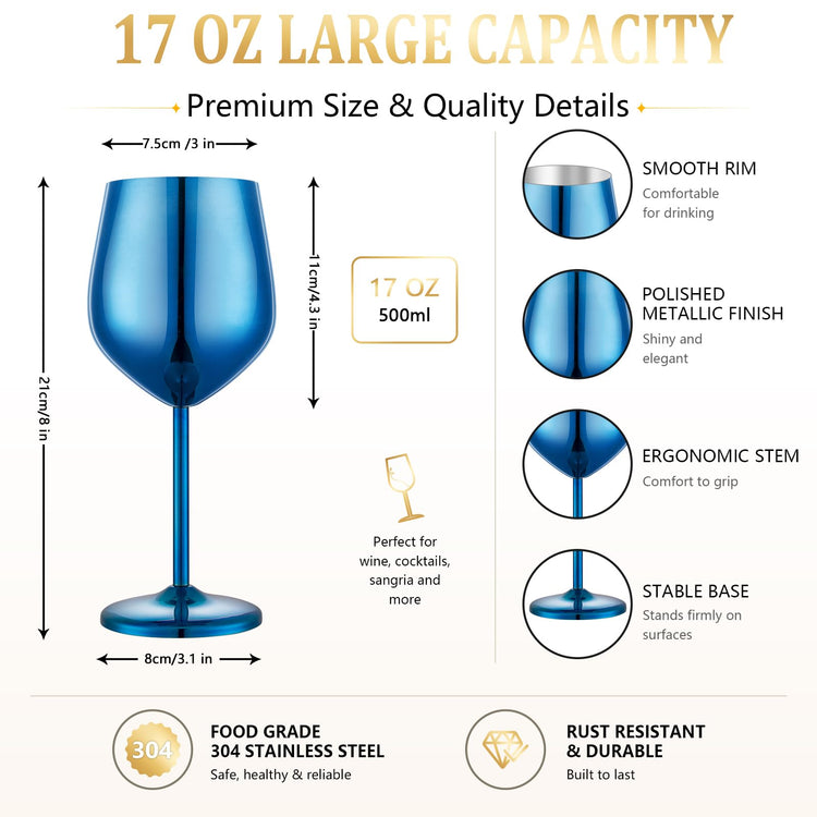 Unbreakable Stainless Steel Wine Glasses Set of 4 (4 Count)